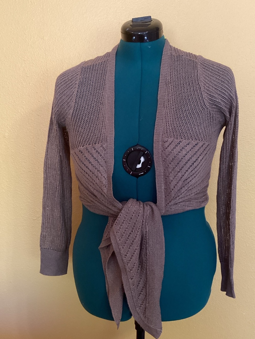 Thalia Sodi Taupe Tie-Front Shrug Cardigan